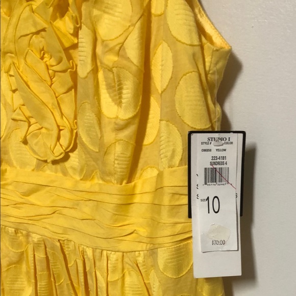 NWT-Studio One Yellow Ruffle Sleeveless Dress s10 - Picture 9 of 12